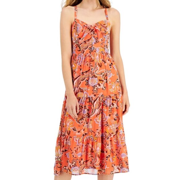 International Concepts Sleeveless Bow Floral Print Sundress - Orange - size 8 - Picture 11 of 11
